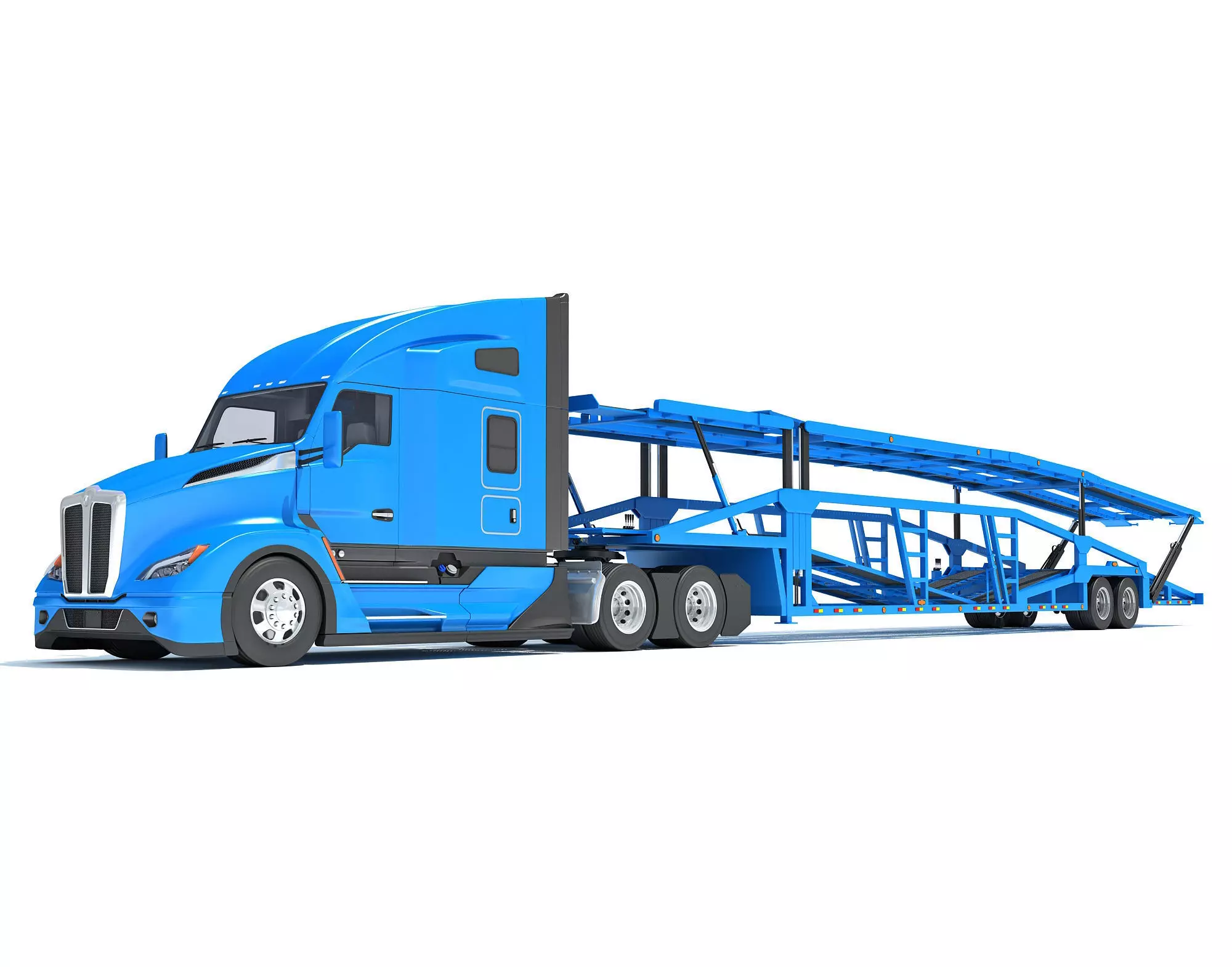 Car Hauler Trailer Semi Truck  3D model_0