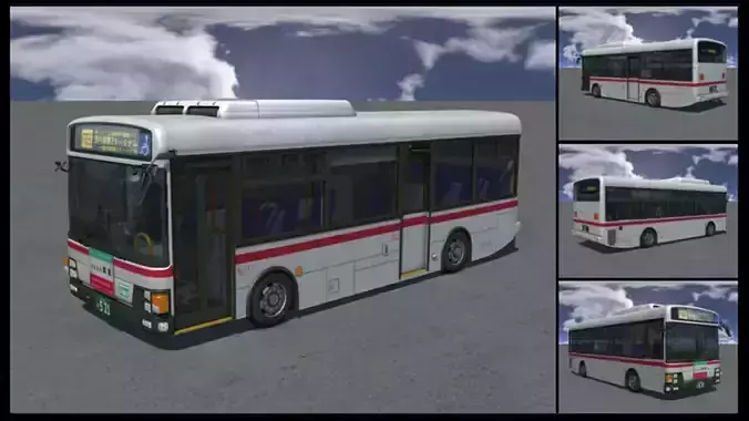 Japan public bus 01 Unity Ready 3D model