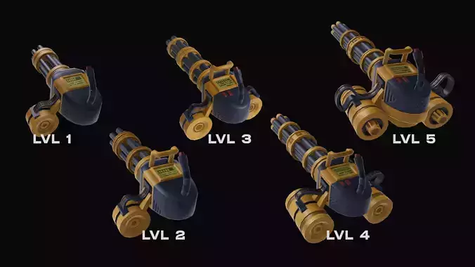 Stylized Sci-Fi Battle Minigun Gameready asset