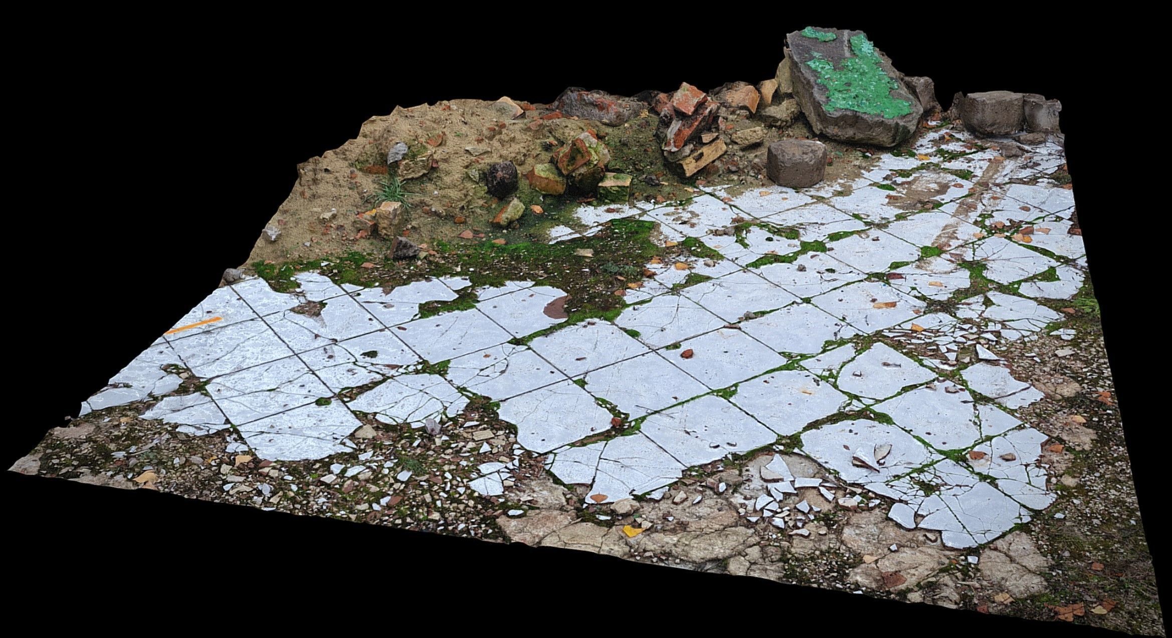 pavement kitchen destroyed house terrain ground photogrammetry Low-poly 3D model_1