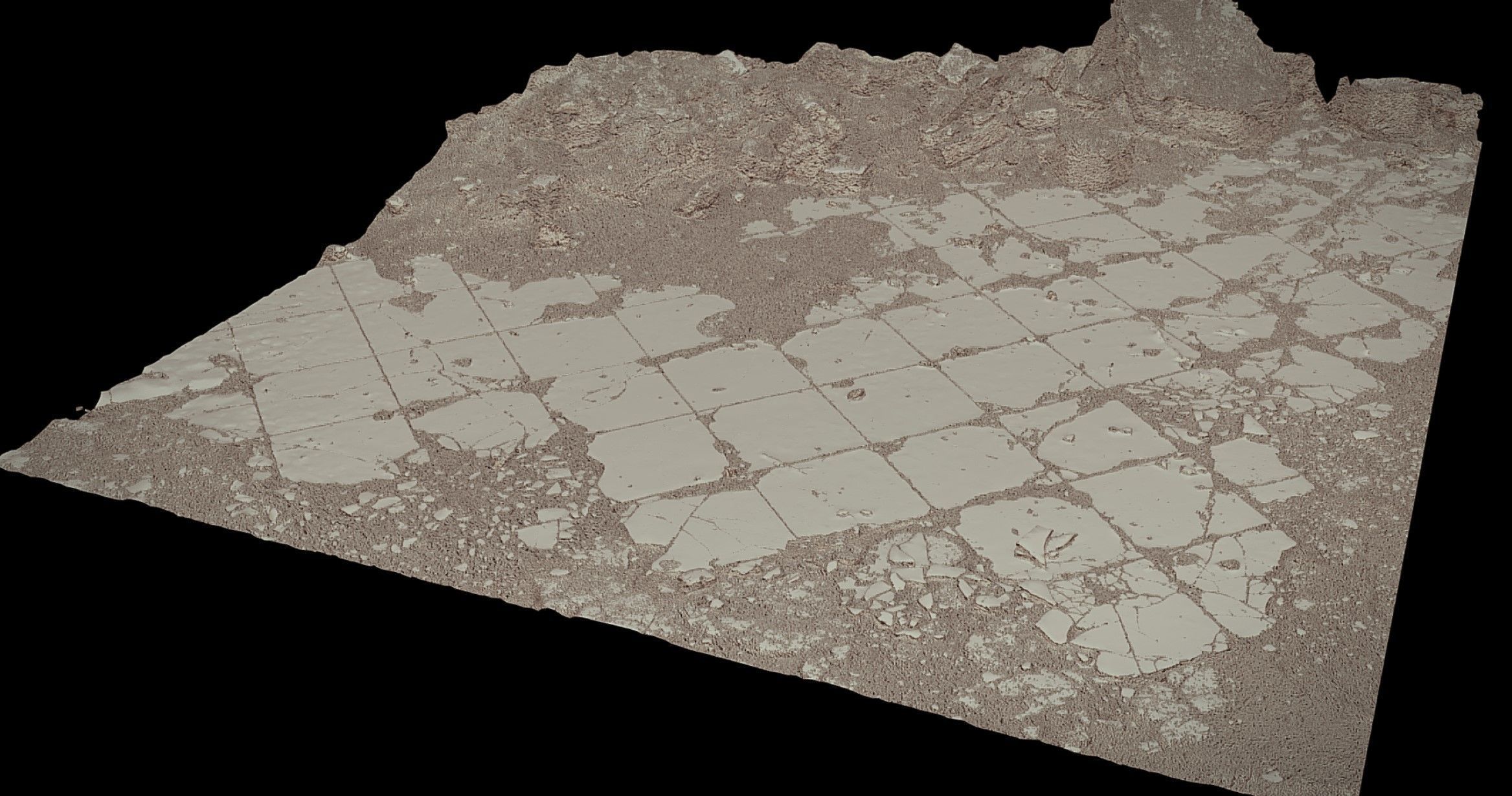 pavement kitchen destroyed house terrain ground photogrammetry Low-poly 3D model_3