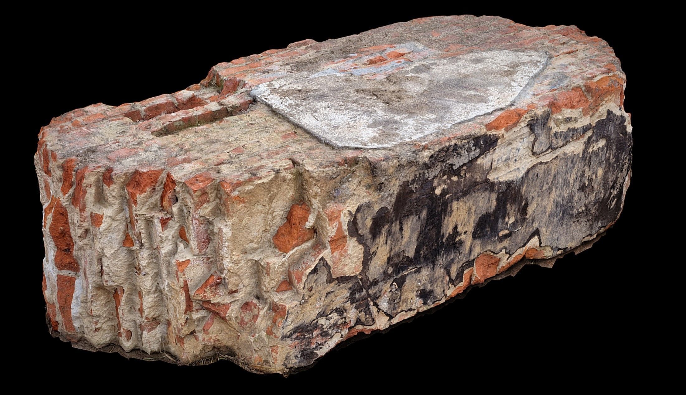 destroyed house debris block part bricks photogrammetry Low-poly 3D model_1