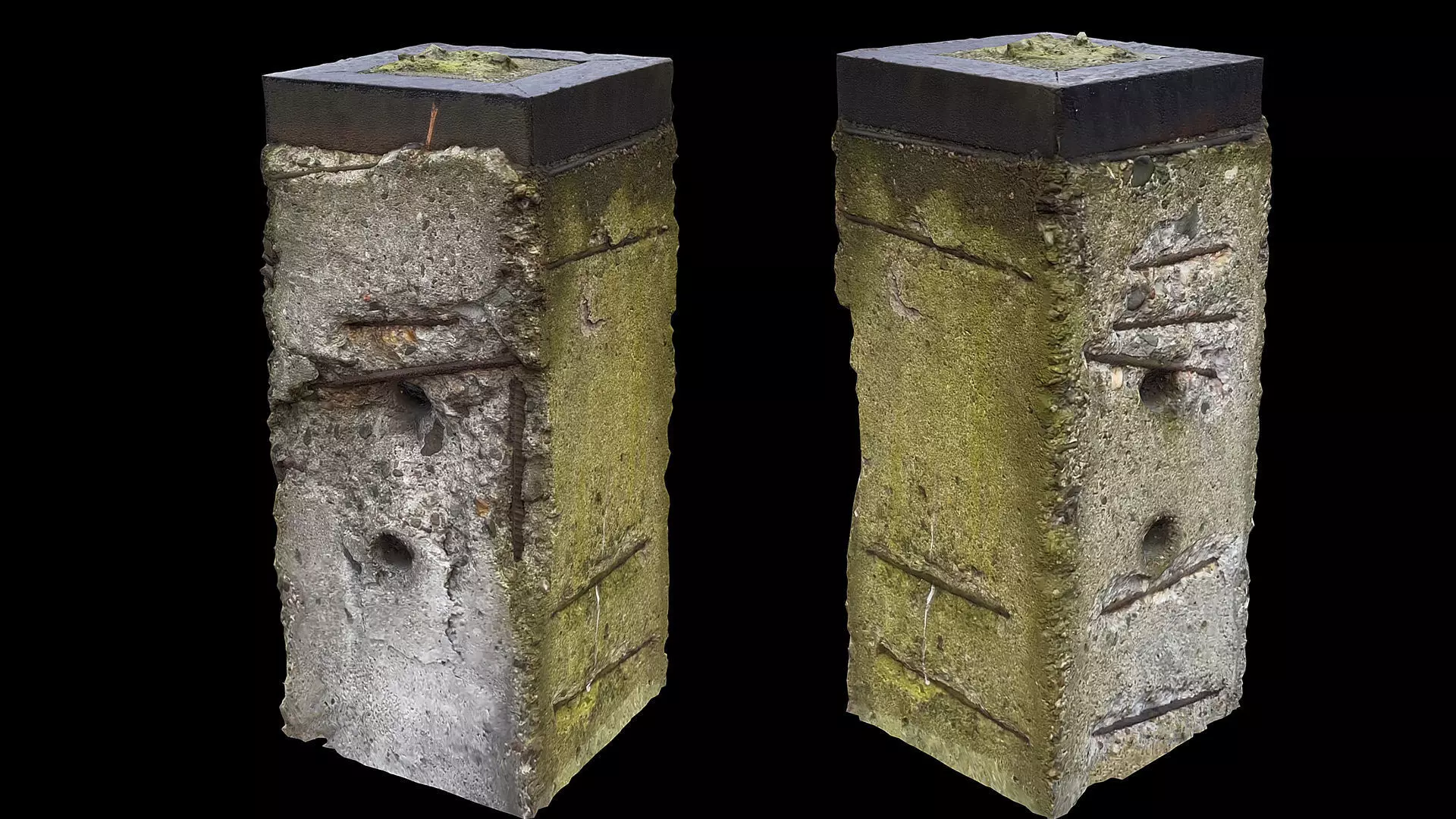 concrete block street part photogrammetry Low-poly 3D model