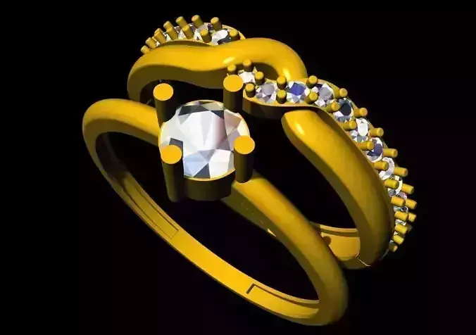 Solitaire and  Diamond Ring 3dm file