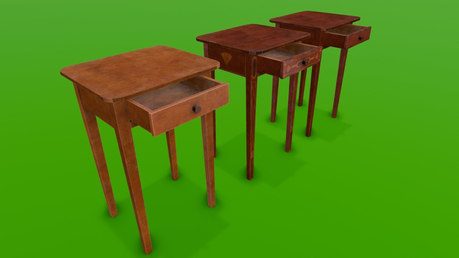 Wooden Drawer Pack 3D Model Low-poly 3D model_3