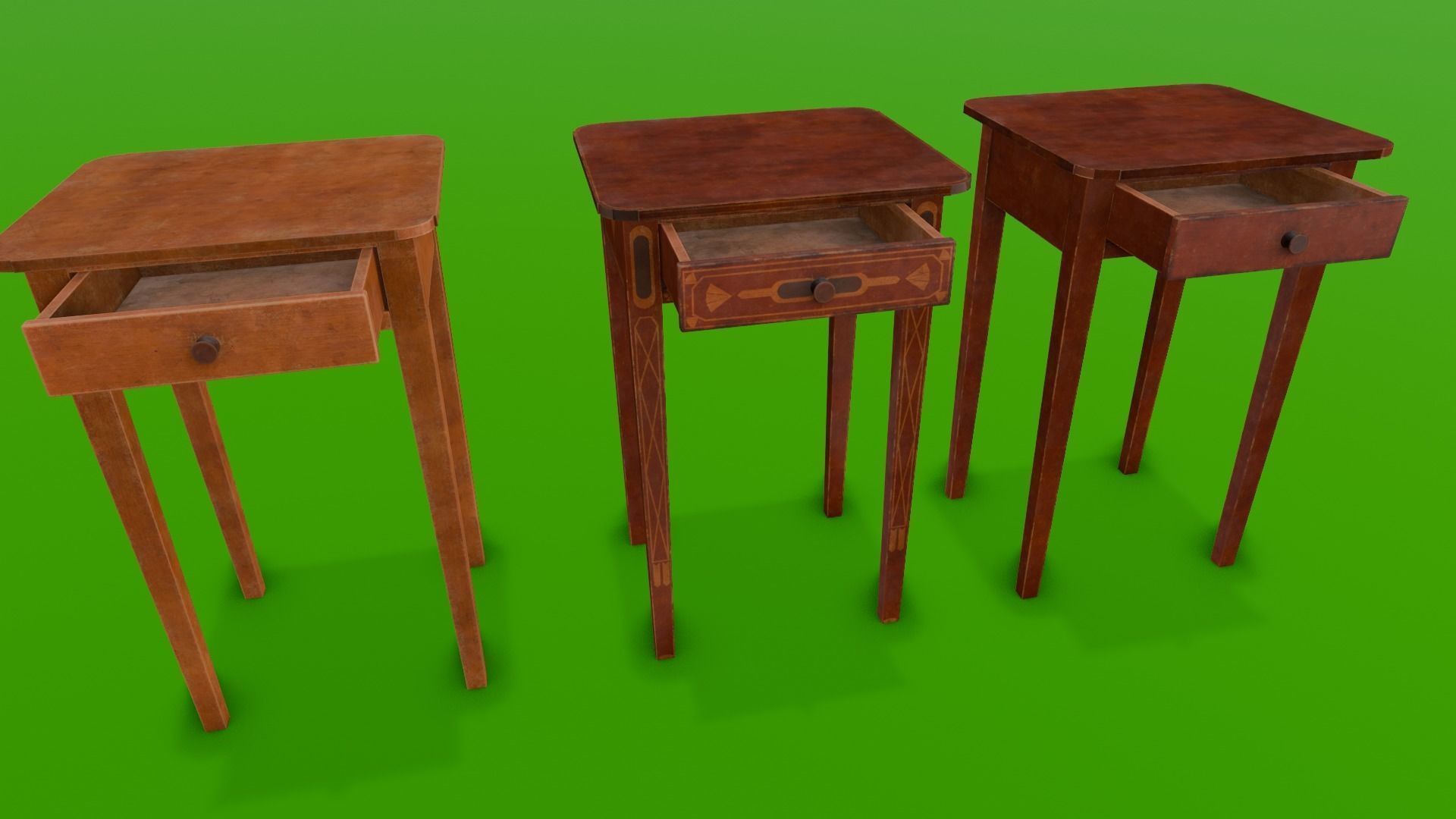 Wooden Drawer Pack 3D Model Low-poly 3D model_4