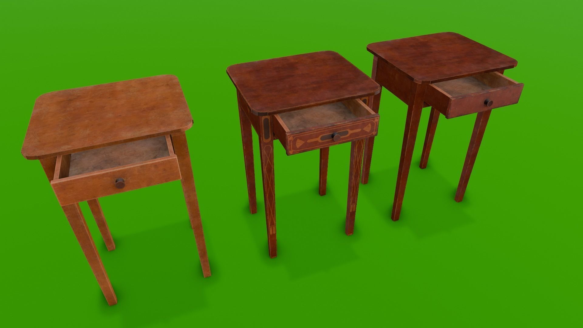 Wooden Drawer Pack 3D Model Low-poly 3D model_12