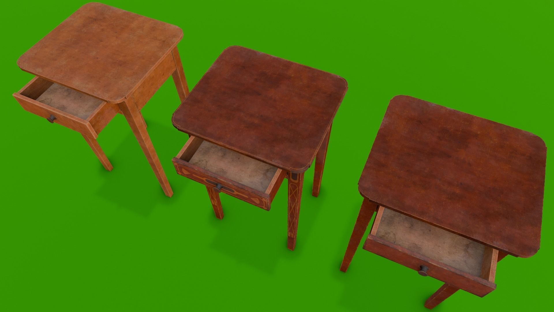 Wooden Drawer Pack 3D Model Low-poly 3D model_17