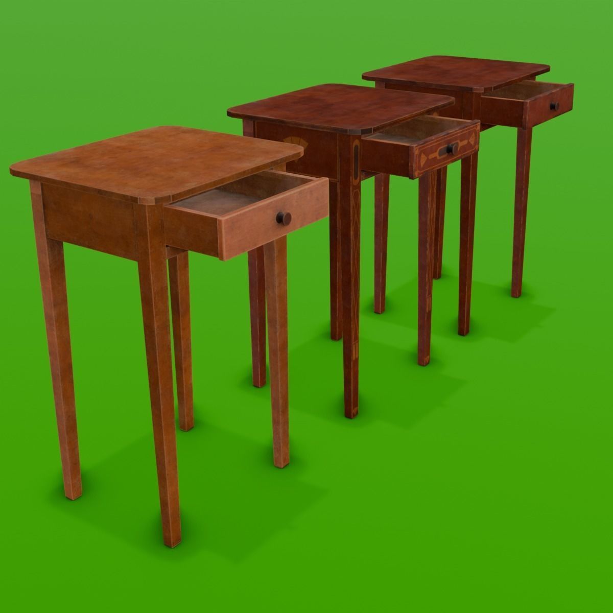 Wooden Drawer Pack 3D Model Low-poly 3D model_10