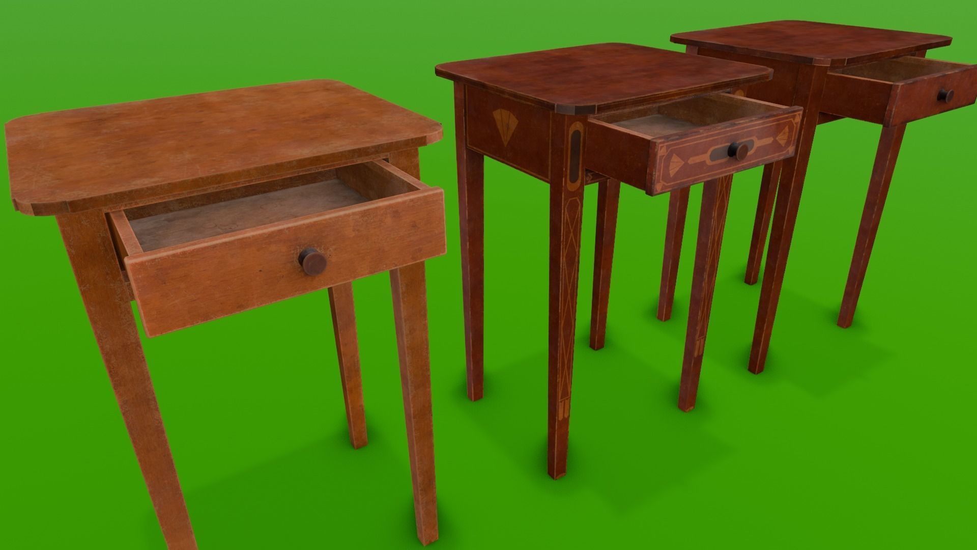 Wooden Drawer Pack 3D Model Low-poly 3D model_2