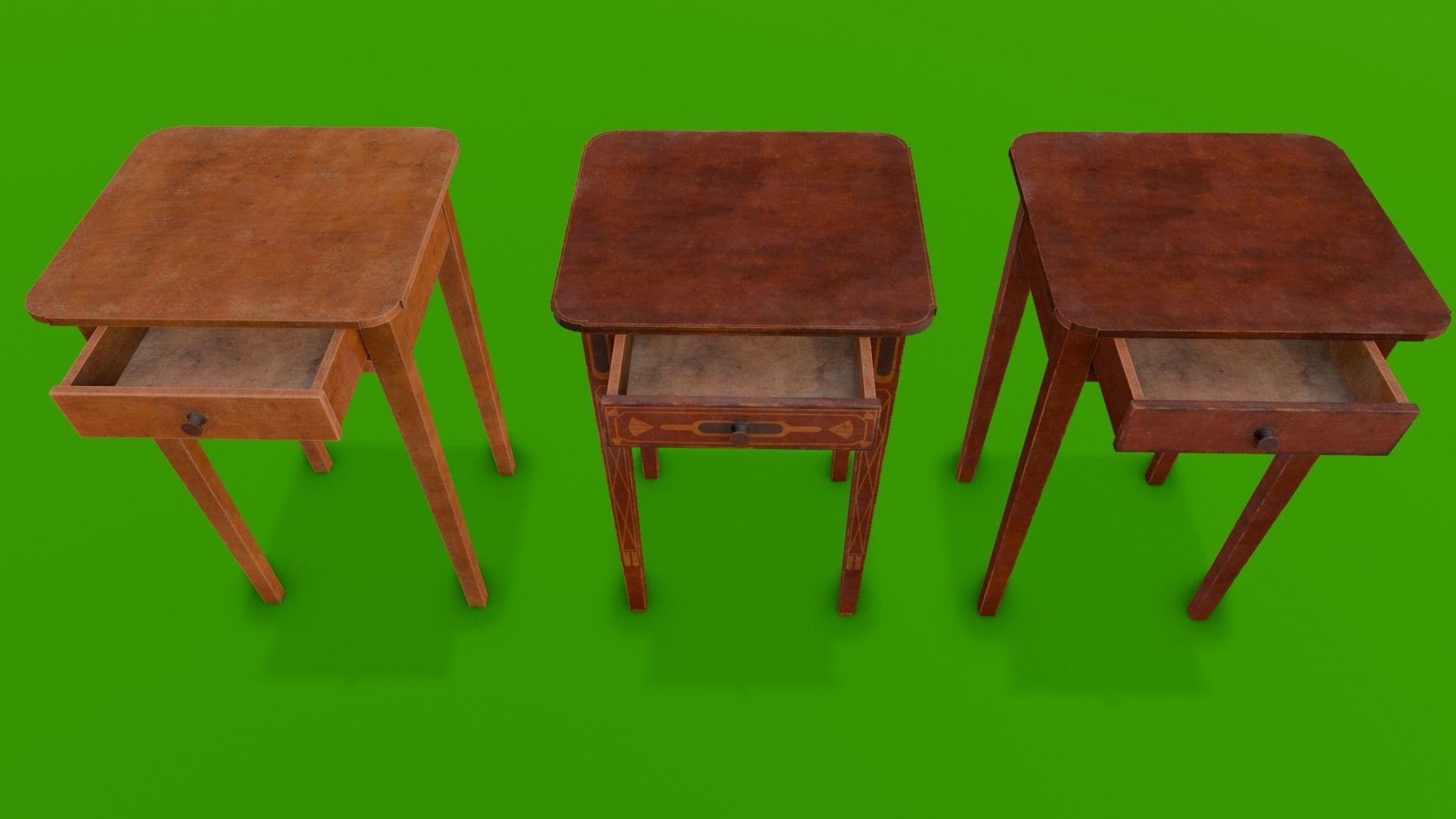 Wooden Drawer Pack 3D Model Low-poly 3D model_6