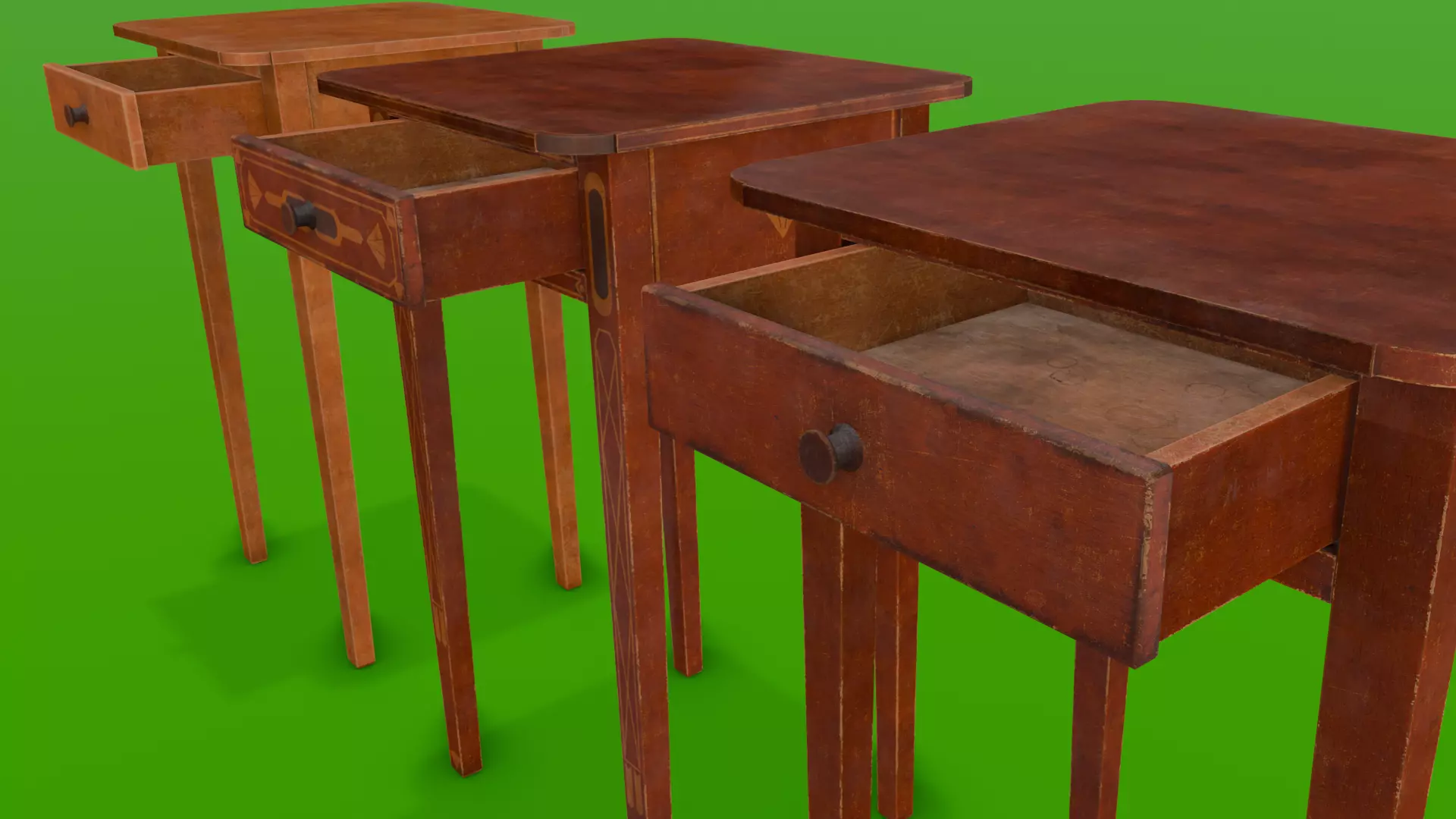 Wooden Drawer Pack 3D Model Low-poly 3D model_0