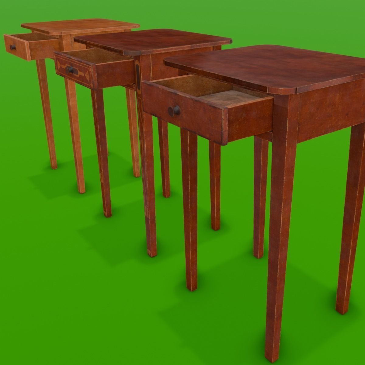 Wooden Drawer Pack 3D Model Low-poly 3D model_9