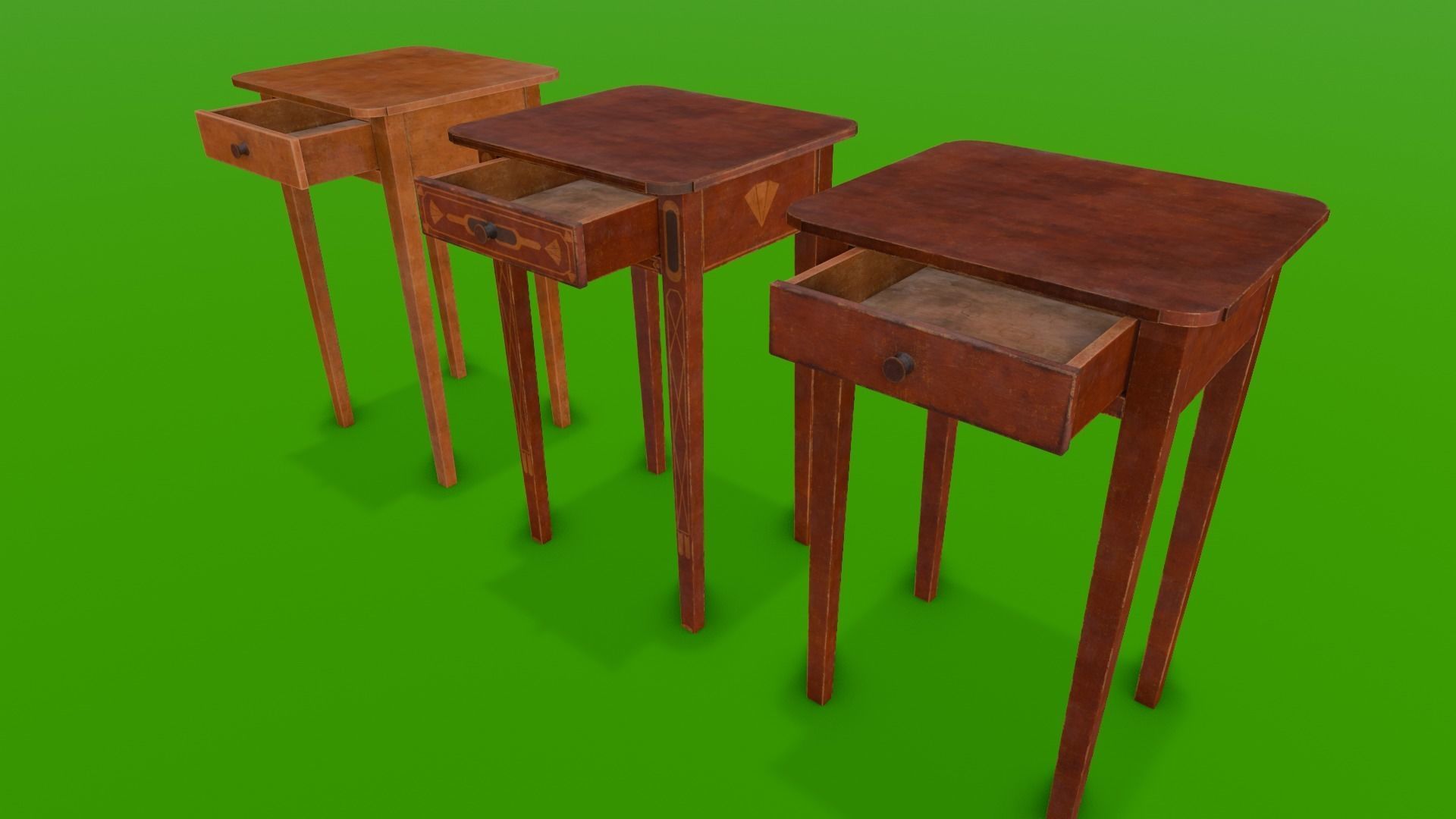 Wooden Drawer Pack 3D Model Low-poly 3D model_1