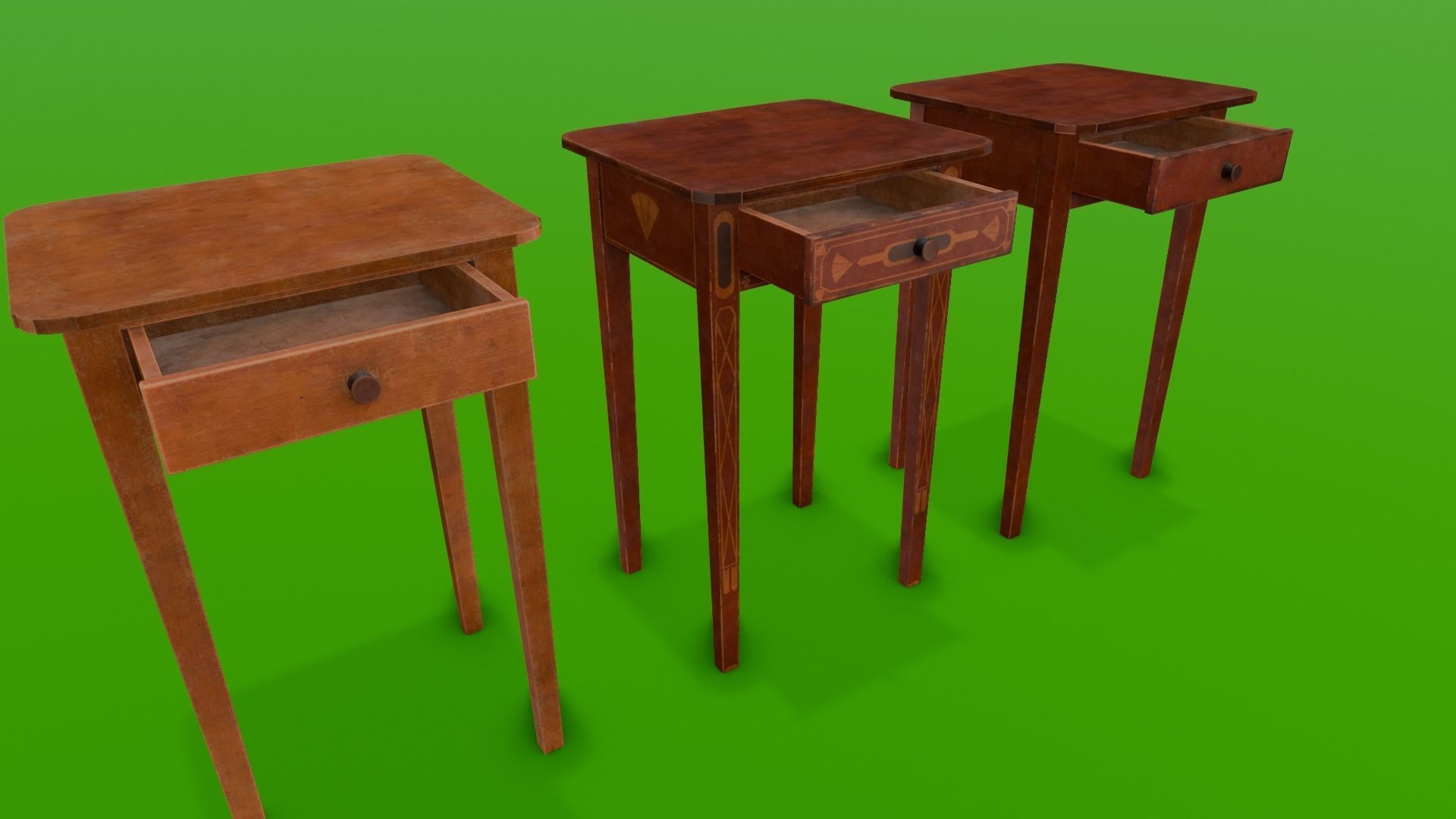 Wooden Drawer Pack 3D Model Low-poly 3D model_5
