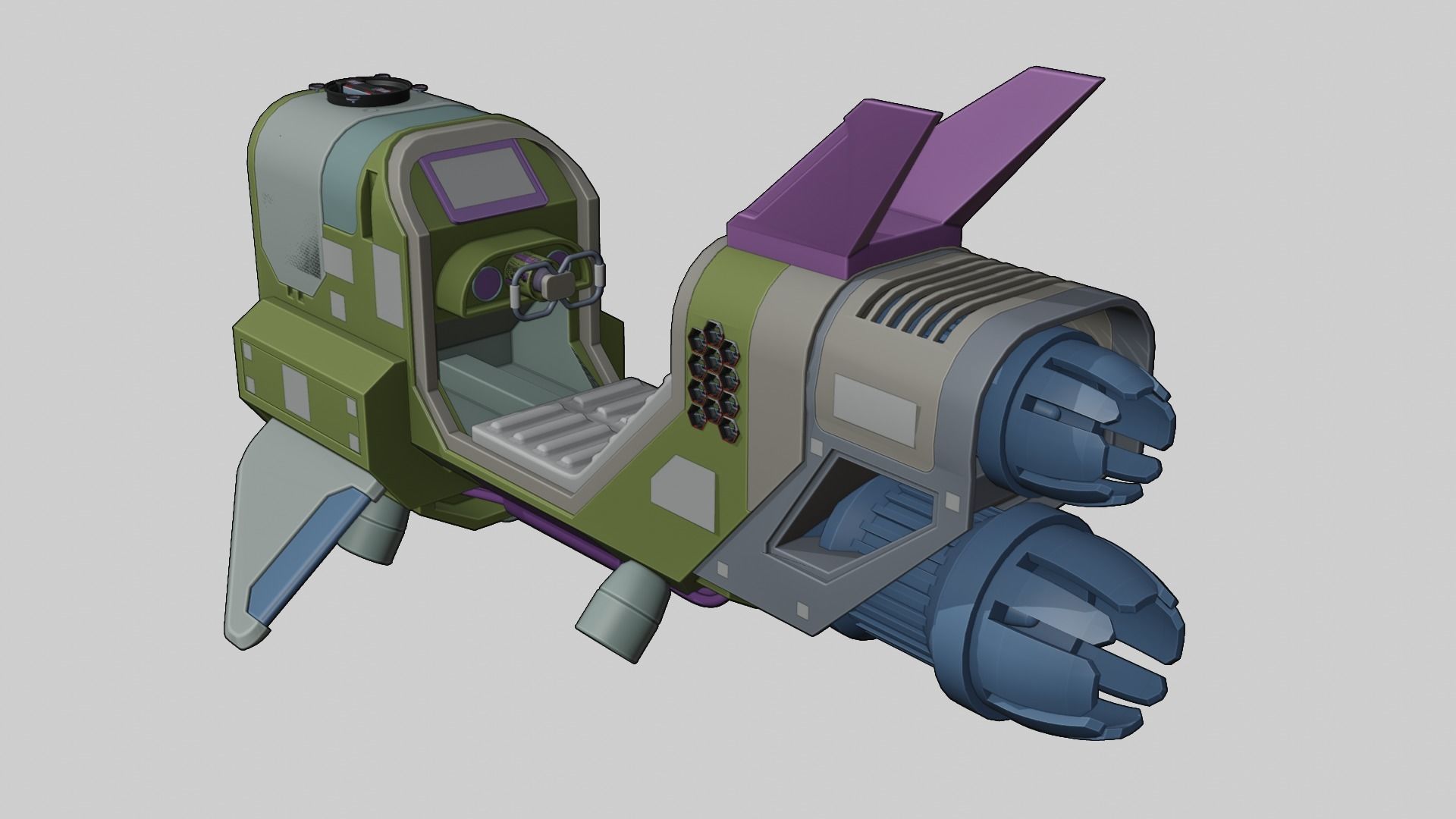 spacecraft Low-poly 3D model_2
