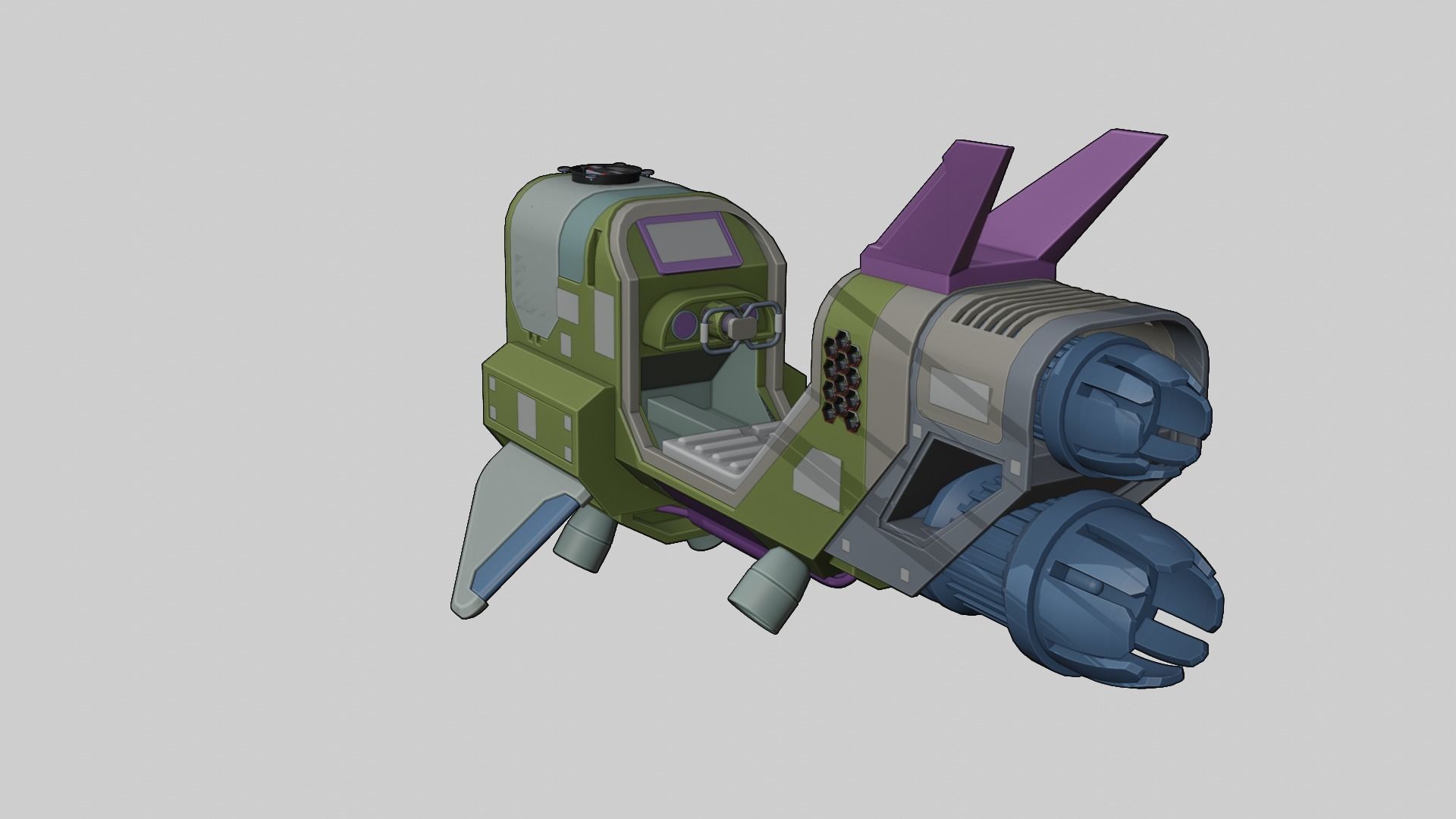spacecraft Low-poly 3D model_5