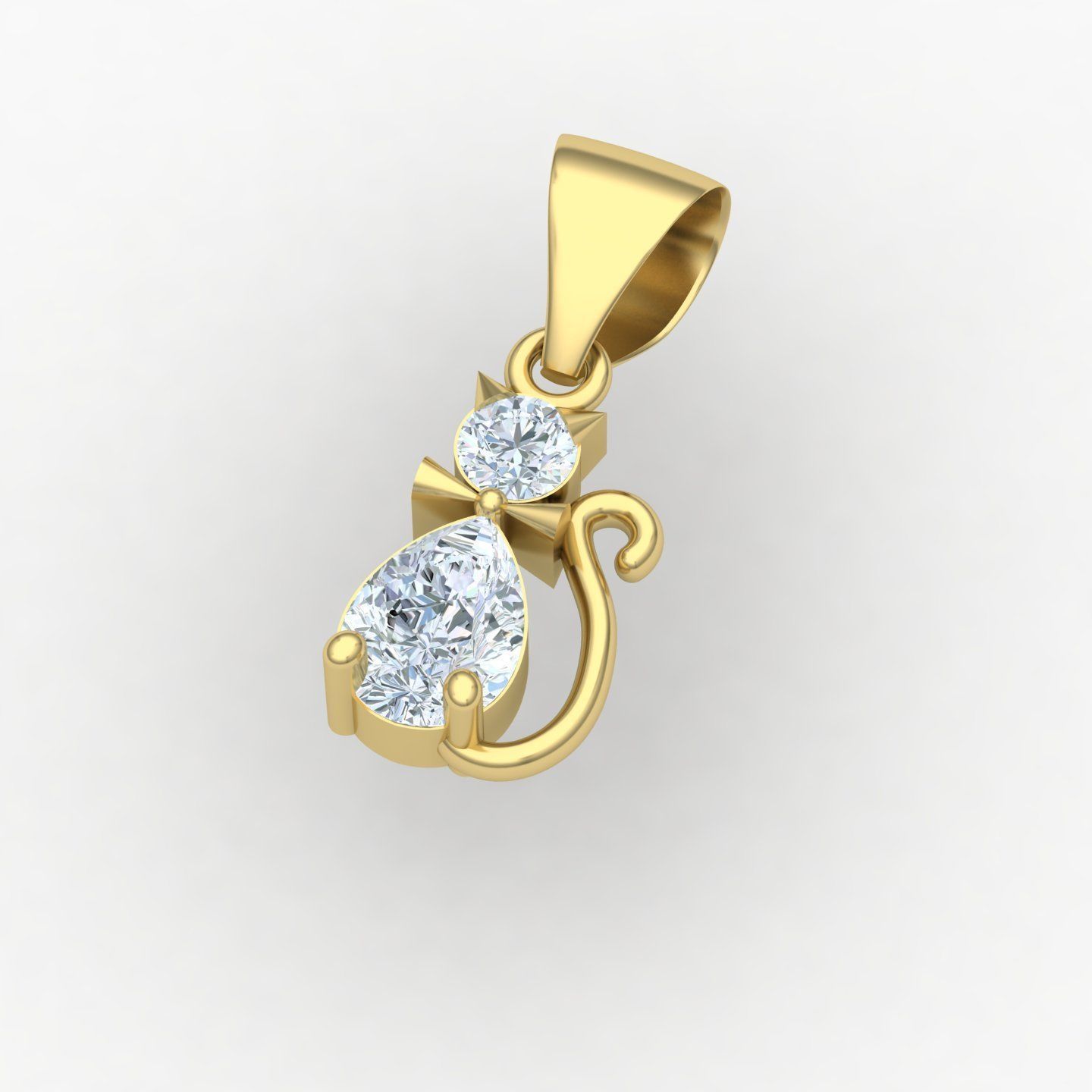 Cat pendant 01 3D print model_2