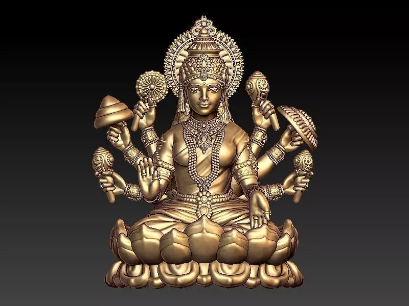 Asth Laxmiji Pendant 3D print model_0