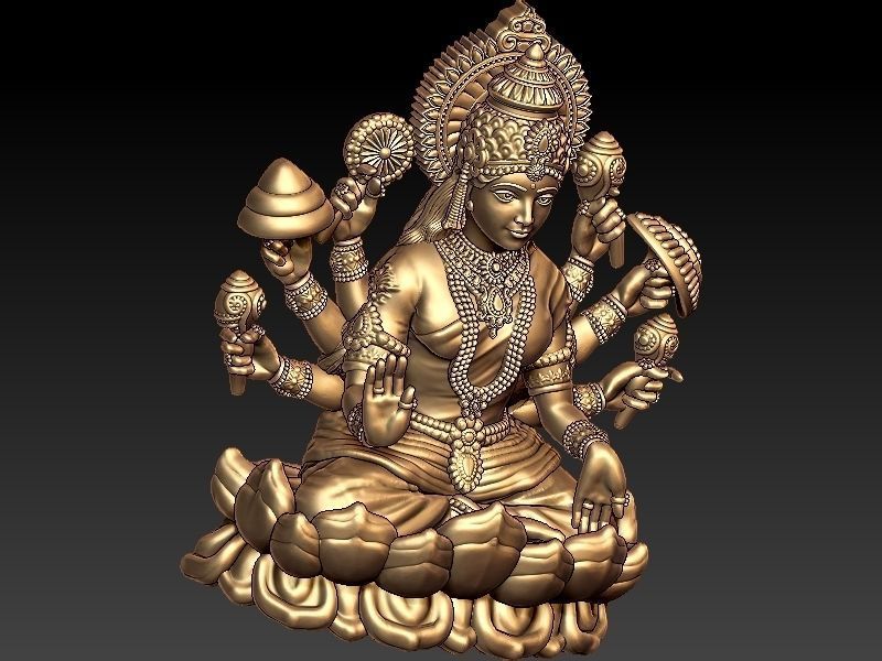 Asth Laxmiji Pendant 3D print model_5