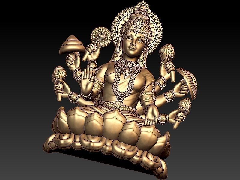 Asth Laxmiji Pendant 3D print model_4