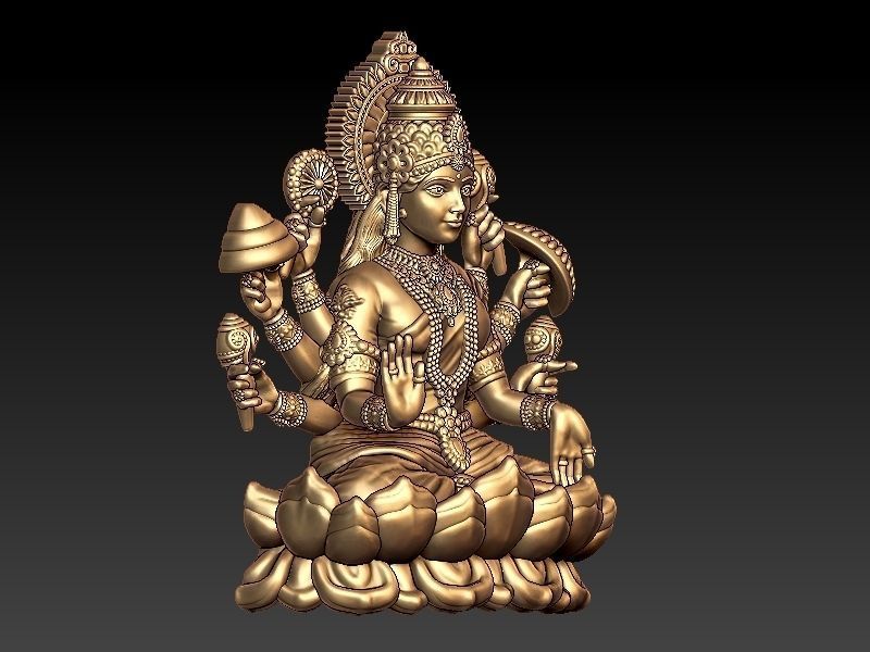 Asth Laxmiji Pendant 3D print model_2