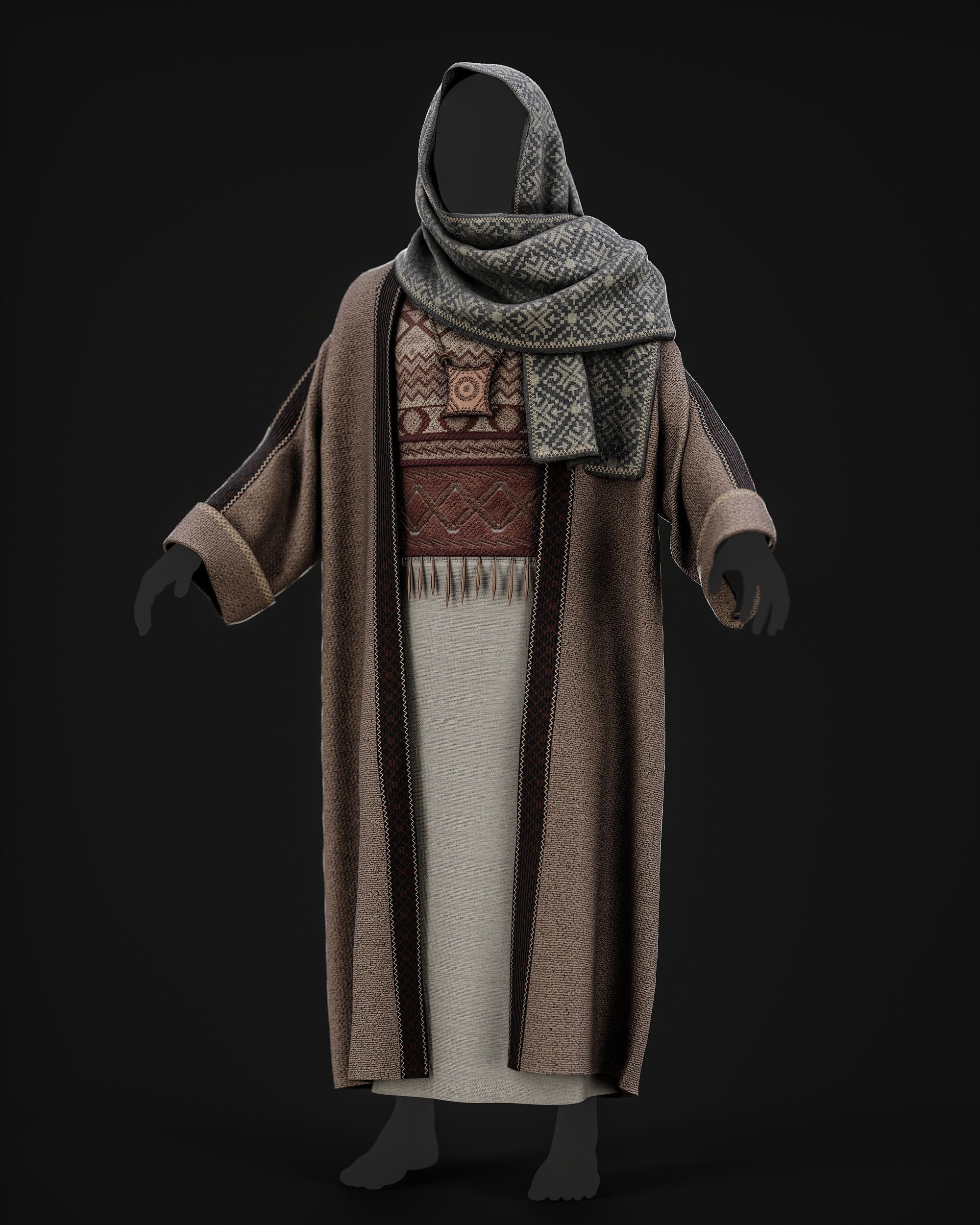 3D traditional character clothing 3D model_8