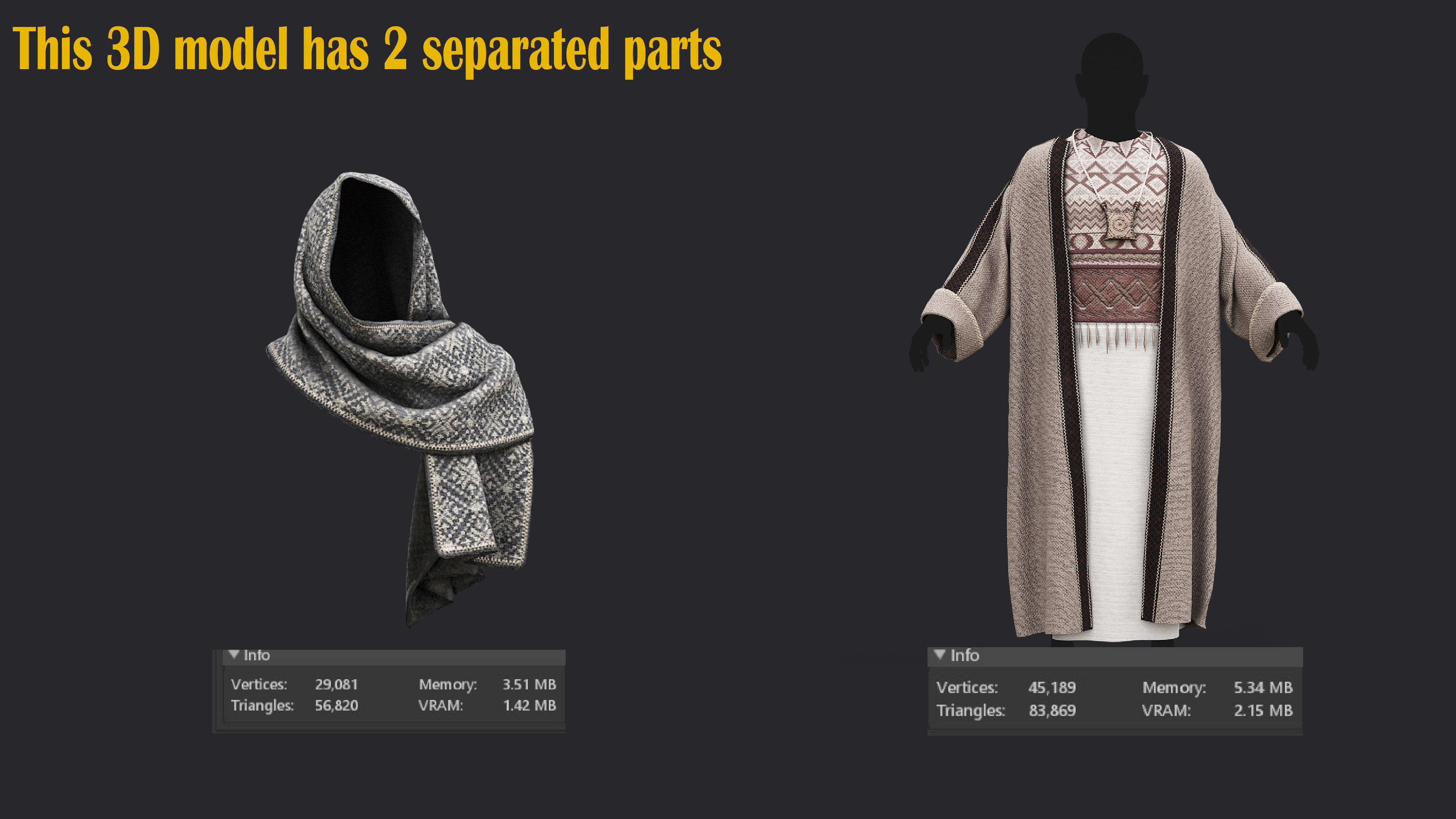 3D traditional character clothing 3D model_4