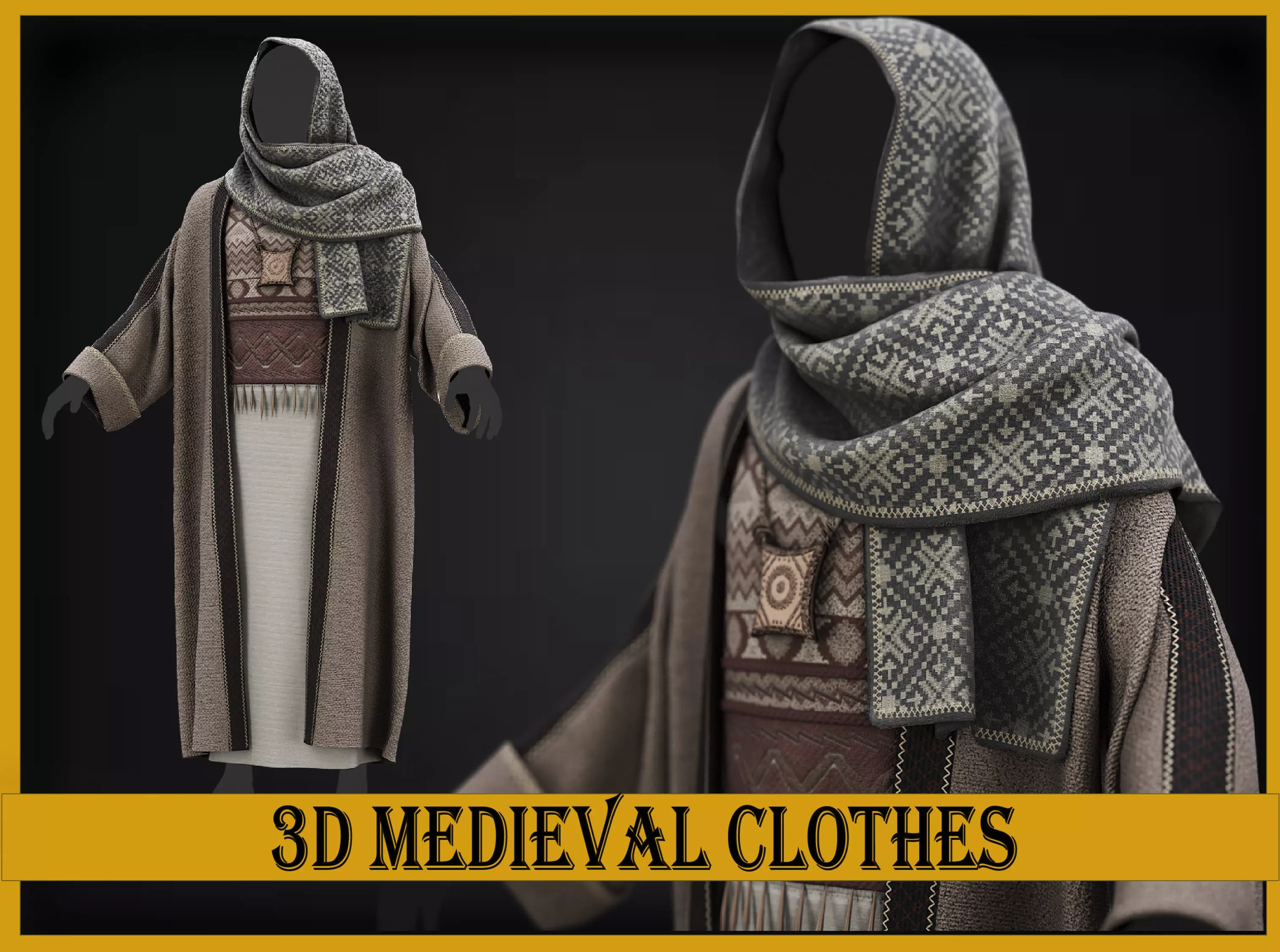 3D traditional character clothing 3D model_0