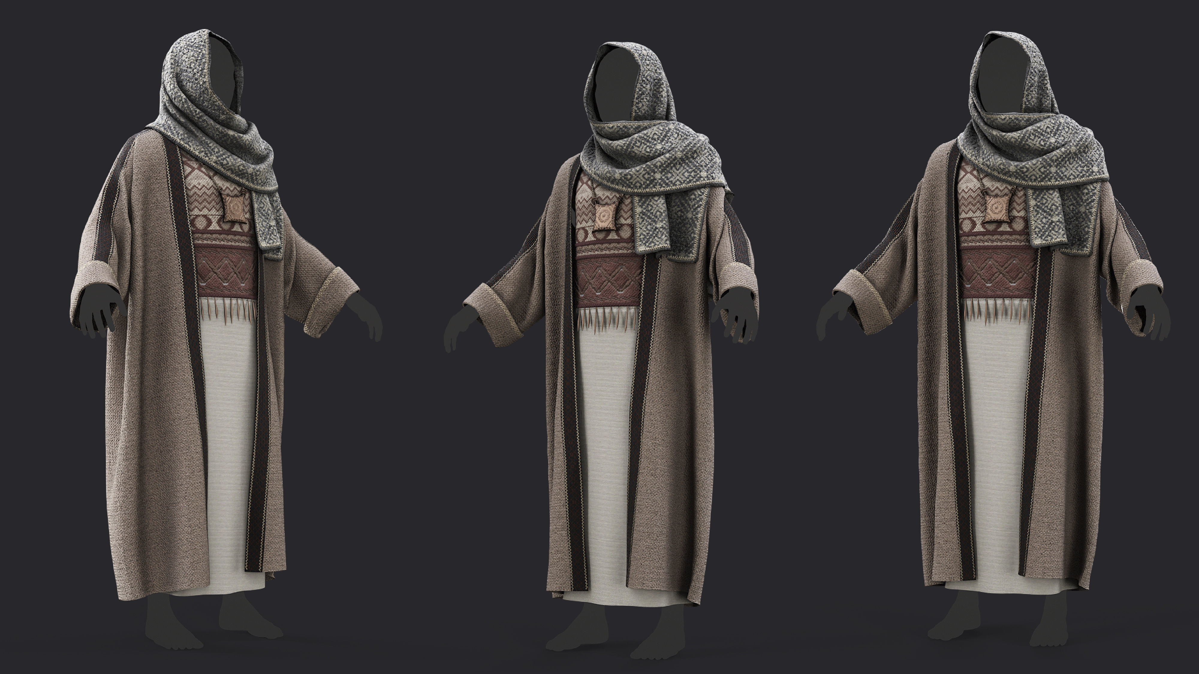 3D traditional character clothing 3D model_2