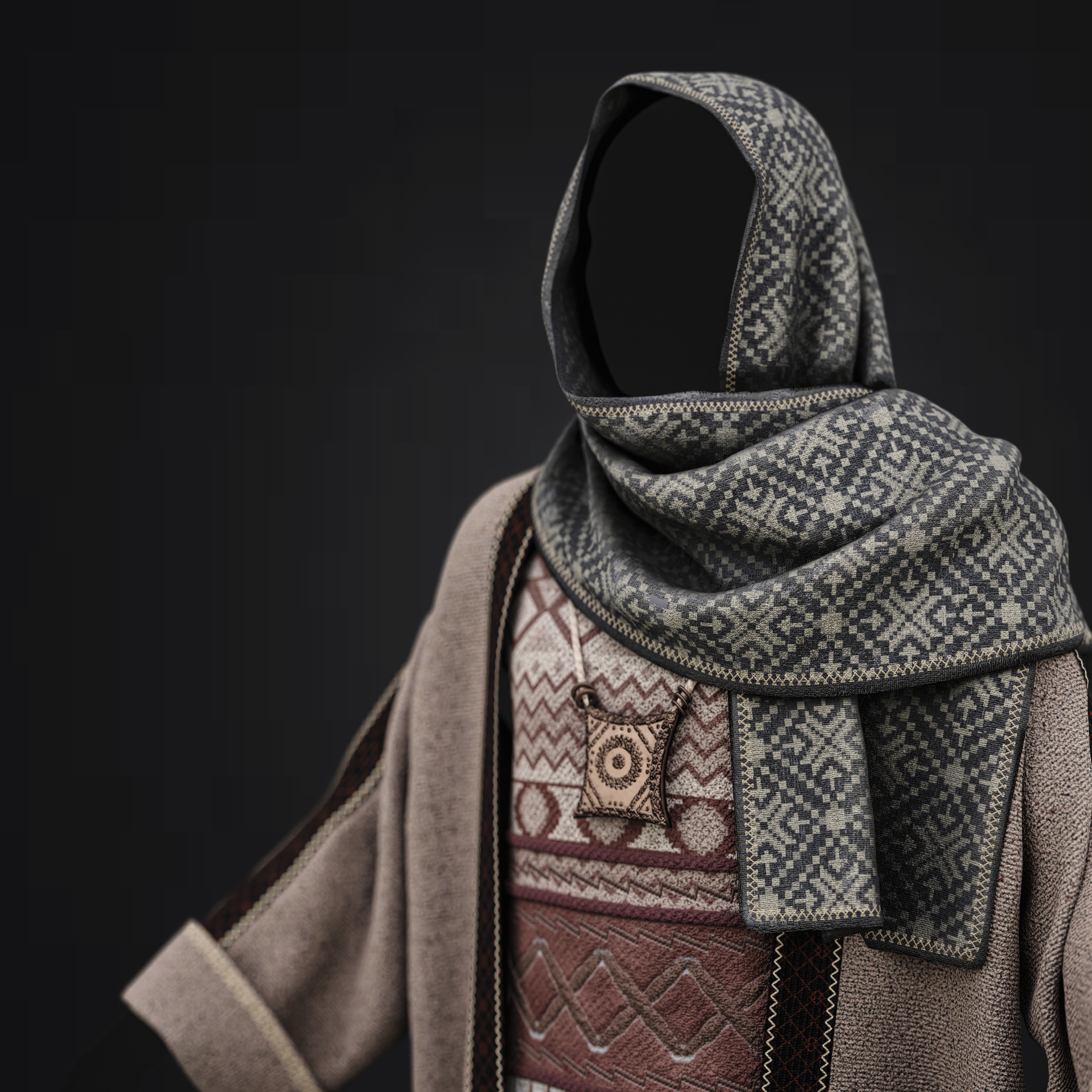 3D traditional character clothing 3D model_6