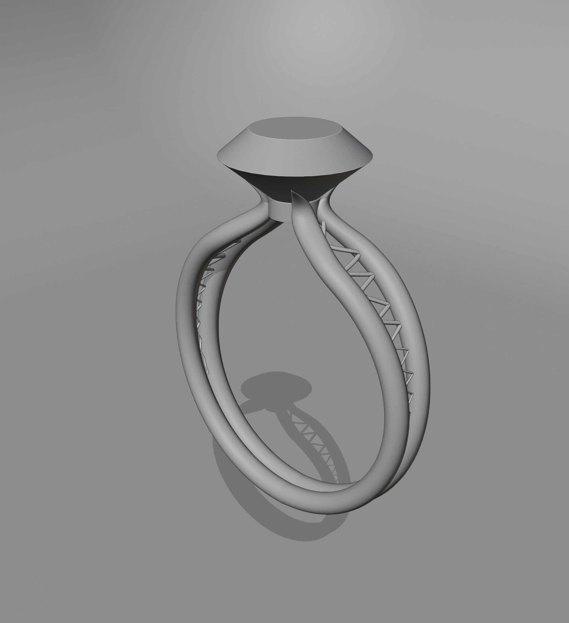Gold Women Diamond Ring 3D print model 3D print model Low-poly 3D model_1