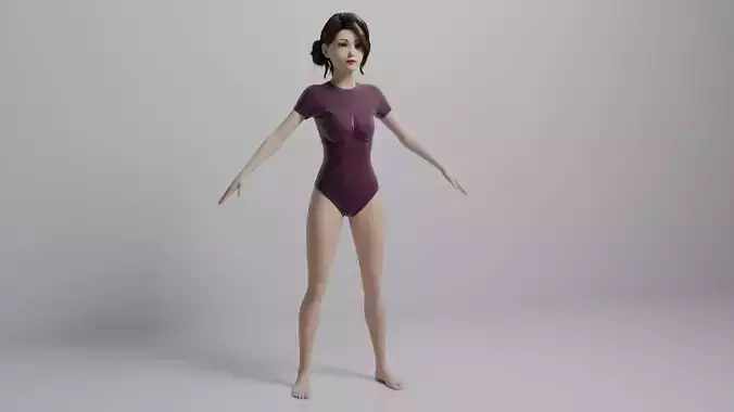 Beautiful Cartoon 3D Character Girl in Suit