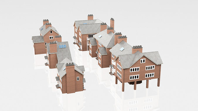 British House Design Collection - 6 Pieces 3D Model Pack 3