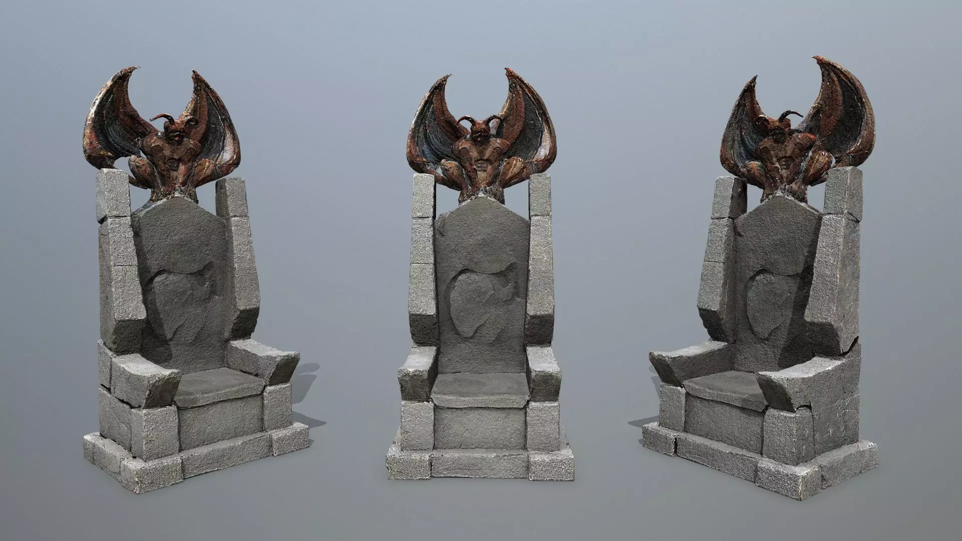 Devil Stone Throne Low-poly 3D model_0