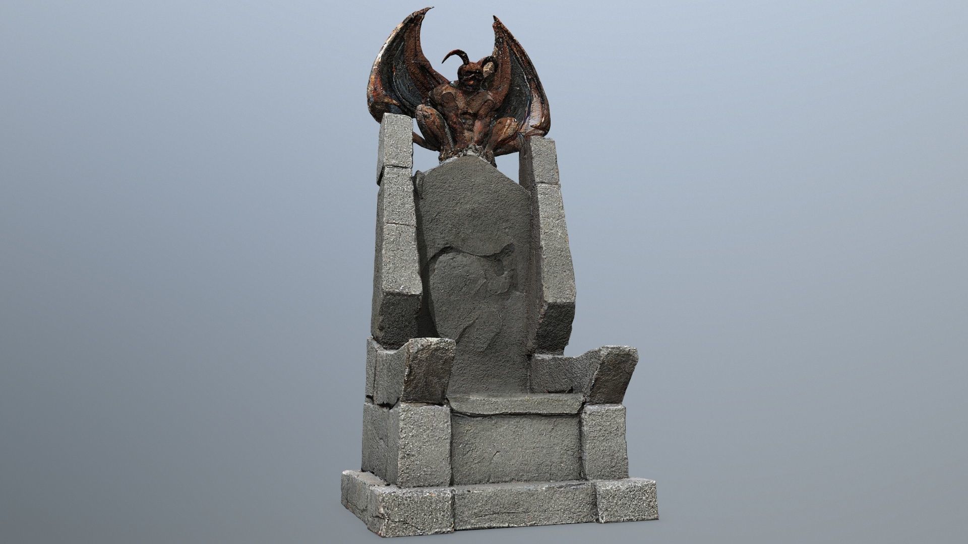 Devil Stone Throne Low-poly 3D model_2