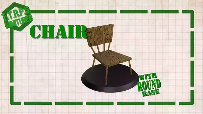TTRPG and DnD Chair Miniature with Round Base