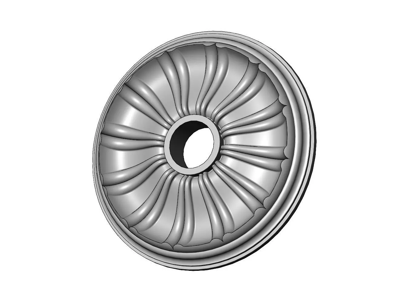 Double dome ribs 450mm ceiling medalion rosette relief 3D print model_0