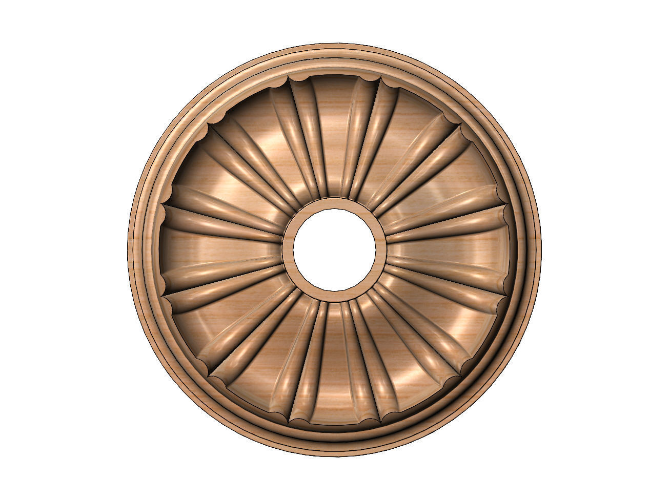 Double dome ribs 450mm ceiling medalion rosette relief 3D print model_10