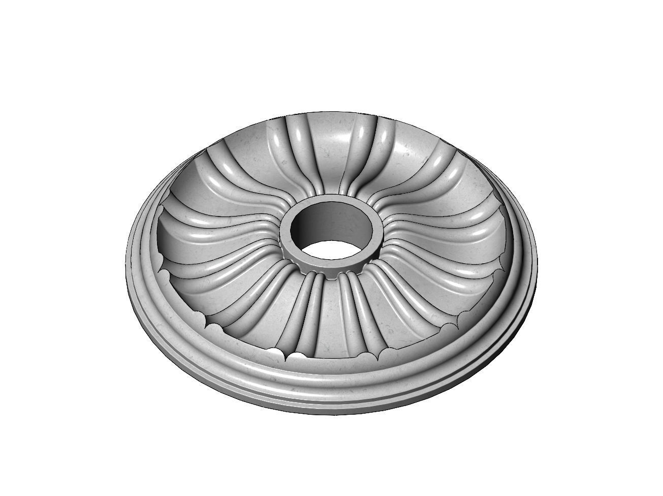 Double dome ribs 450mm ceiling medalion rosette relief 3D print model_9