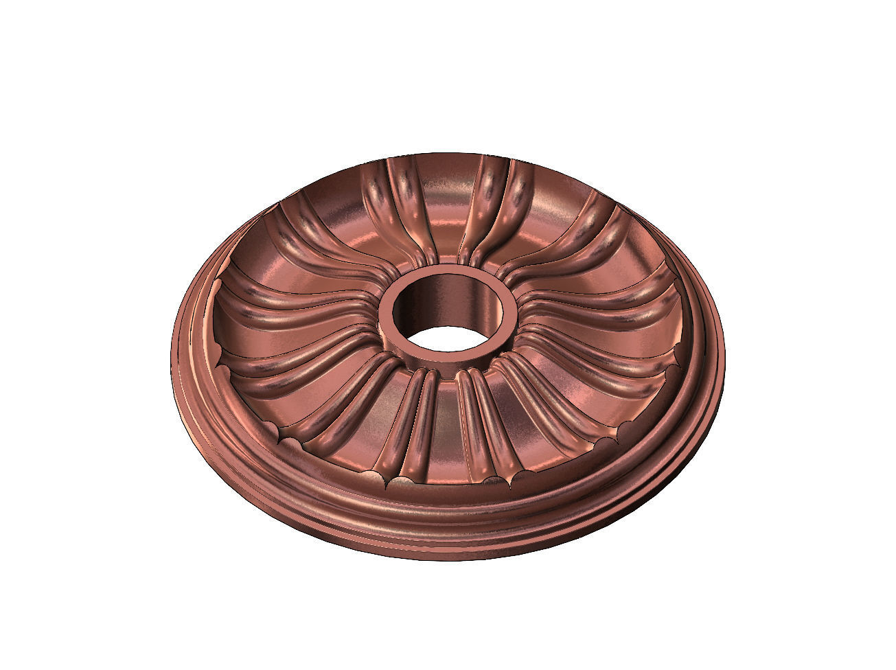 Double dome ribs 450mm ceiling medalion rosette relief 3D print model_13
