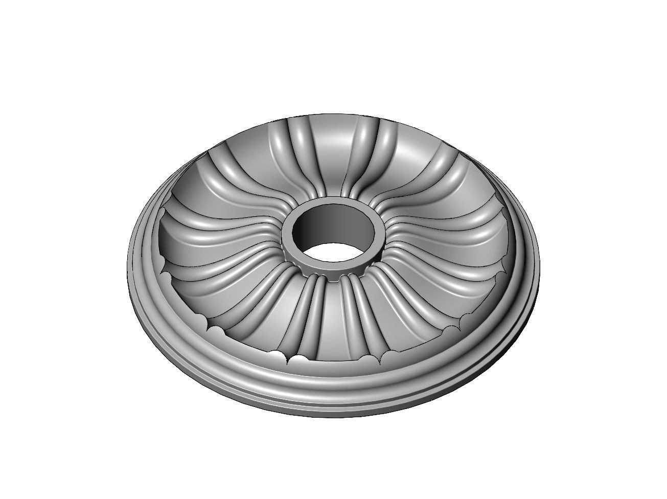 Double dome ribs 450mm ceiling medalion rosette relief 3D print model_2