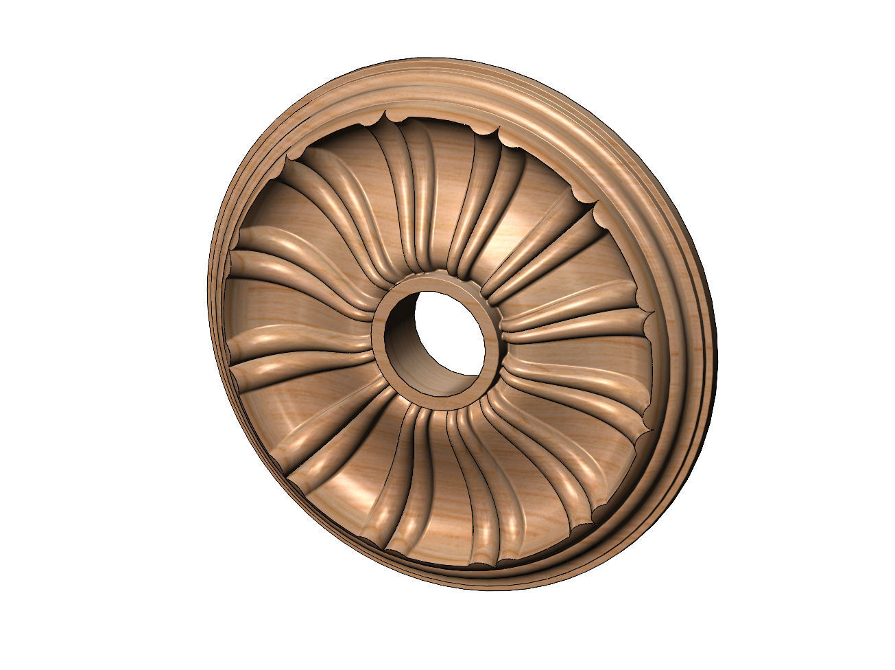 Double dome ribs 450mm ceiling medalion rosette relief 3D print model_11