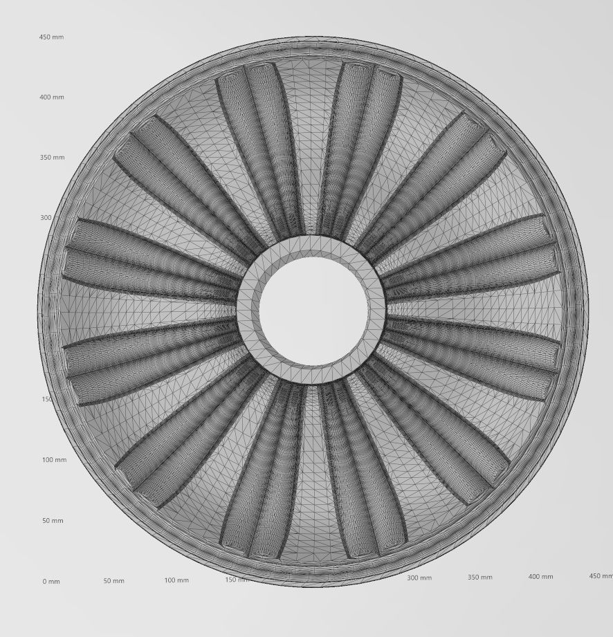 Double dome ribs 450mm ceiling medalion rosette relief 3D print model_16