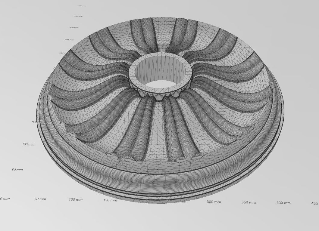 Double dome ribs 450mm ceiling medalion rosette relief 3D print model_17