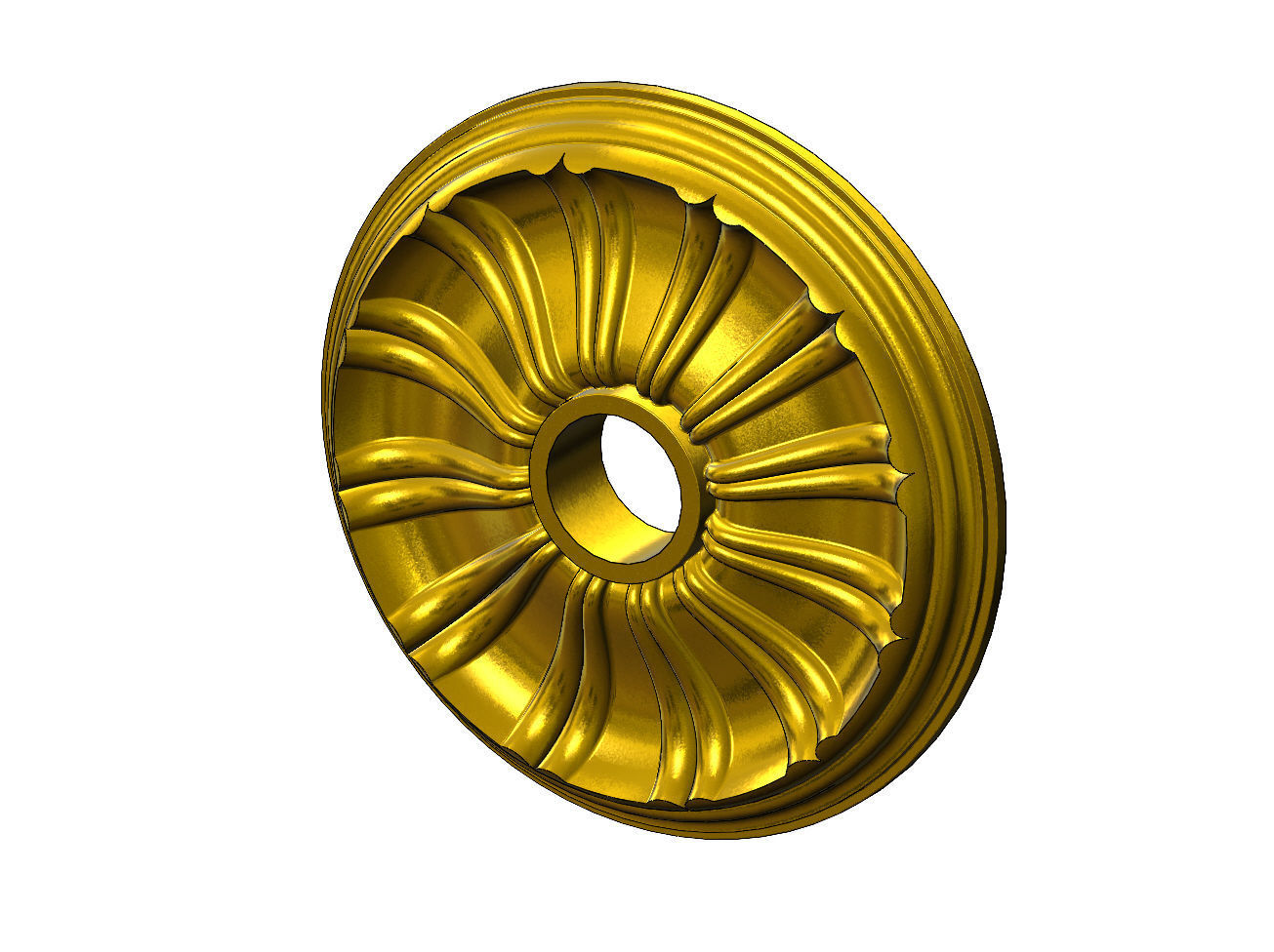 Double dome ribs 450mm ceiling medalion rosette relief 3D print model_15