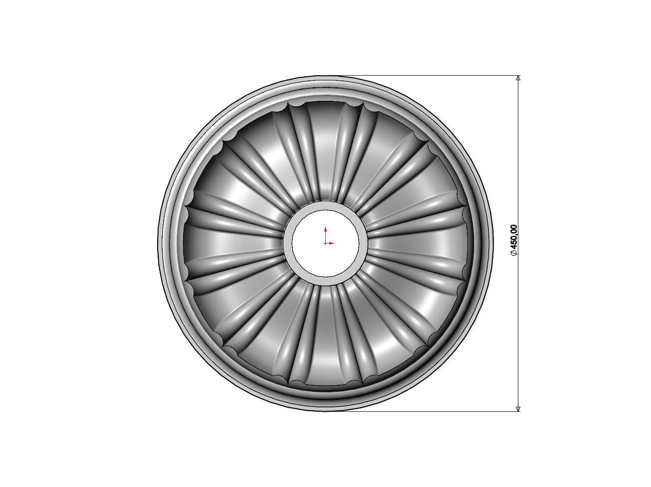 Double dome ribs 450mm ceiling medalion rosette relief 3D print model_6