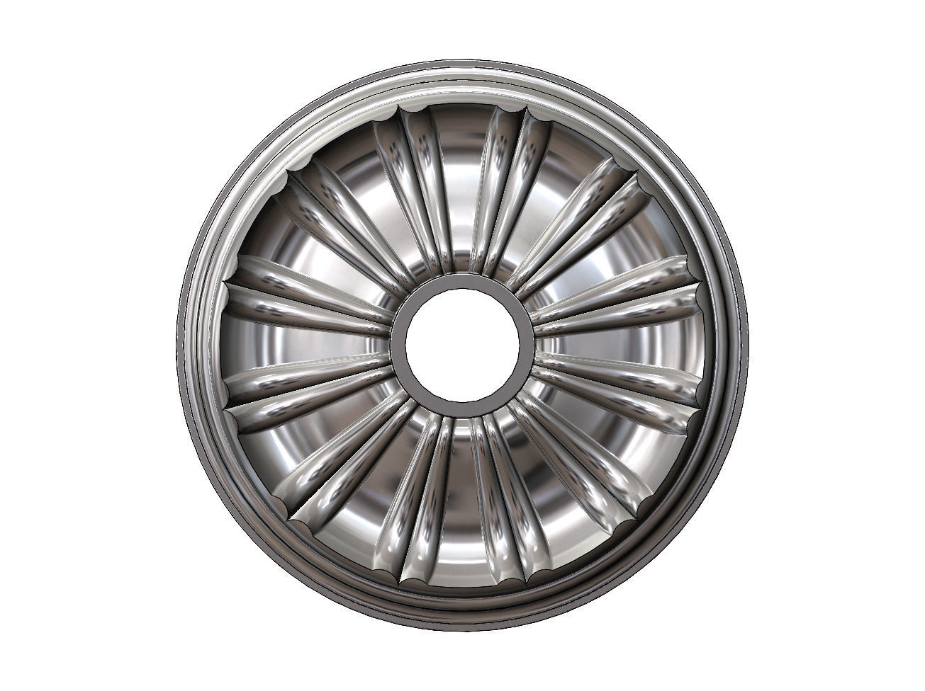 Double dome ribs 450mm ceiling medalion rosette relief 3D print model_12