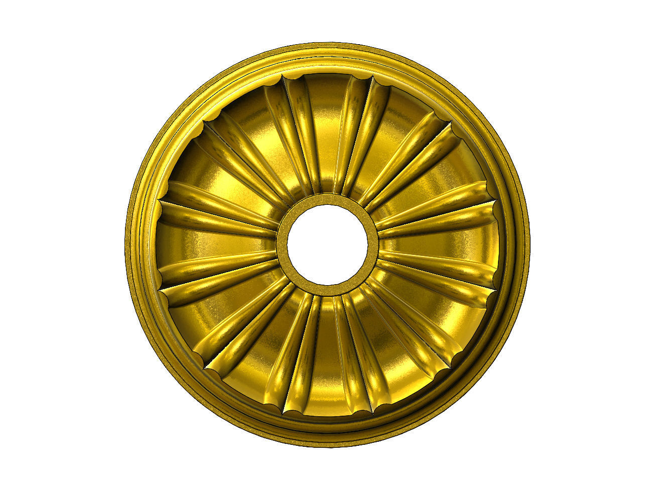 Double dome ribs 450mm ceiling medalion rosette relief 3D print model_14