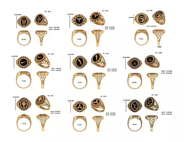 50  GENTS RING PACK 3D print model